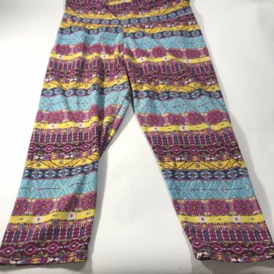 J&K Stretch Women's Aztec Cowgirl western leggings pants Pink Yellow Blue OS